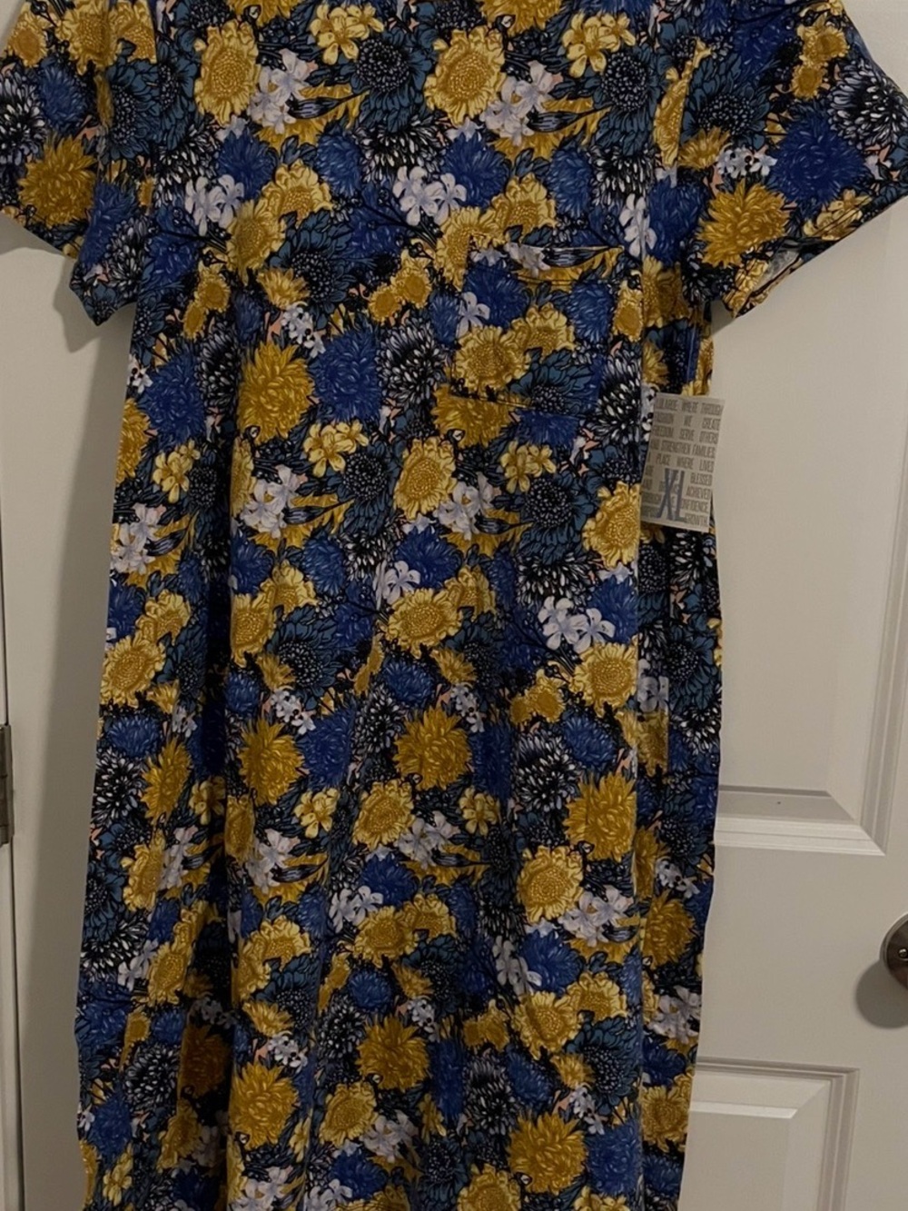 LuLaRoe Carly Blue & Yellow Floral High-Low Dress